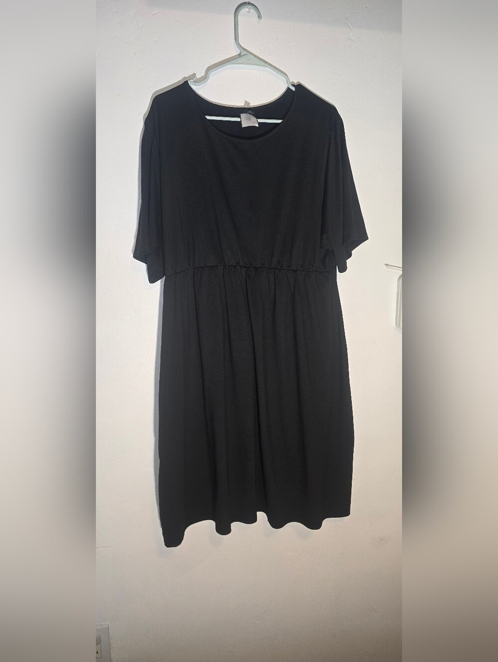Everyday Black Midi Dress with Elastic Waist